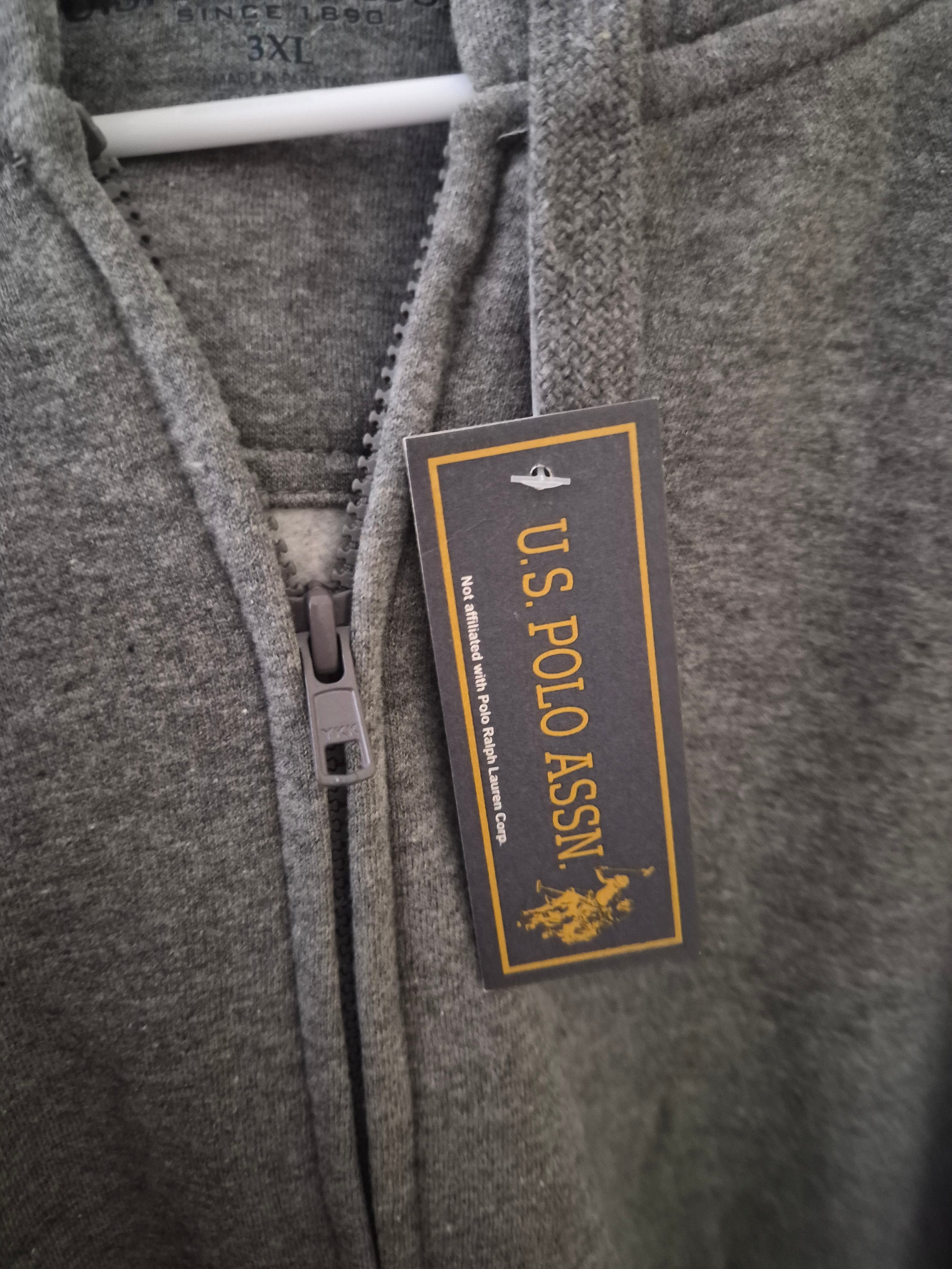 U.S. POLO ASSN. MEN'S GREY FULL ZIP HOODIE 3XL NEW WITH TAGS COTTON BLEND SWEATSHIRT