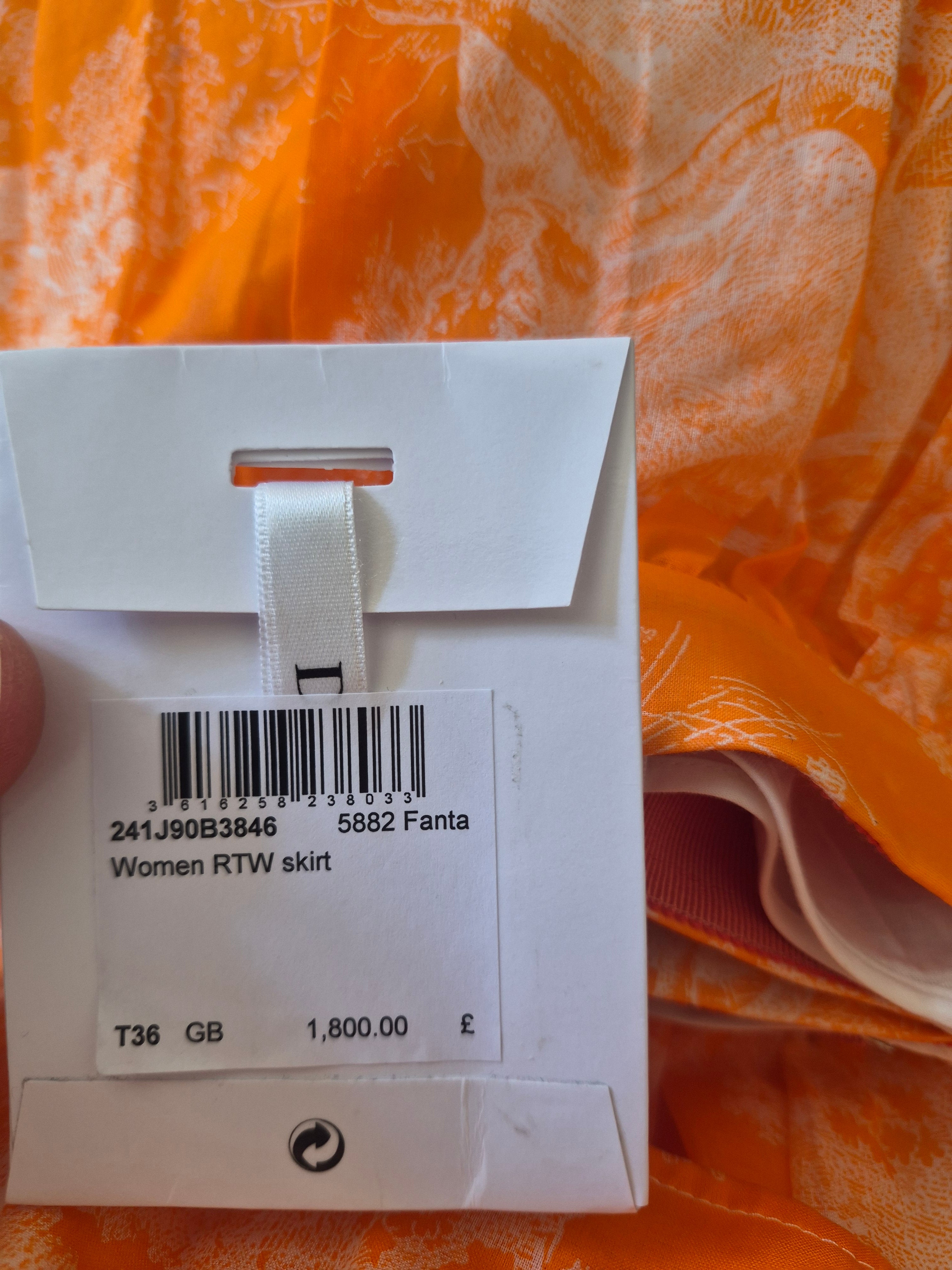 CHRISTIAN DIOR ORANGE TOILE DE JOUY WOMEN'S SILK SKIRT UK 8 (FR 36) NEW WITH TAGS RRP £1,800