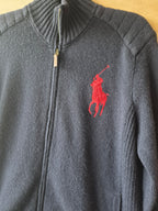 POLO RALPH LAUREN NAVY FULL ZIP WOOL SWEATER JACKET NEW NO TAGS MEDIUM 100% LAMBSWOOL RRP £299