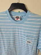 NEW NO TAGS UNLIKE HUMANS WELLS STRIPE POCKET T-SHIRT BLUE MEDIUM RRP£35