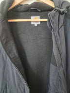CARHARTT WIP HOODED SAIL JACKET BLACK MEN'S LARGE FLEECE LINED ZIP HOODIE COAT