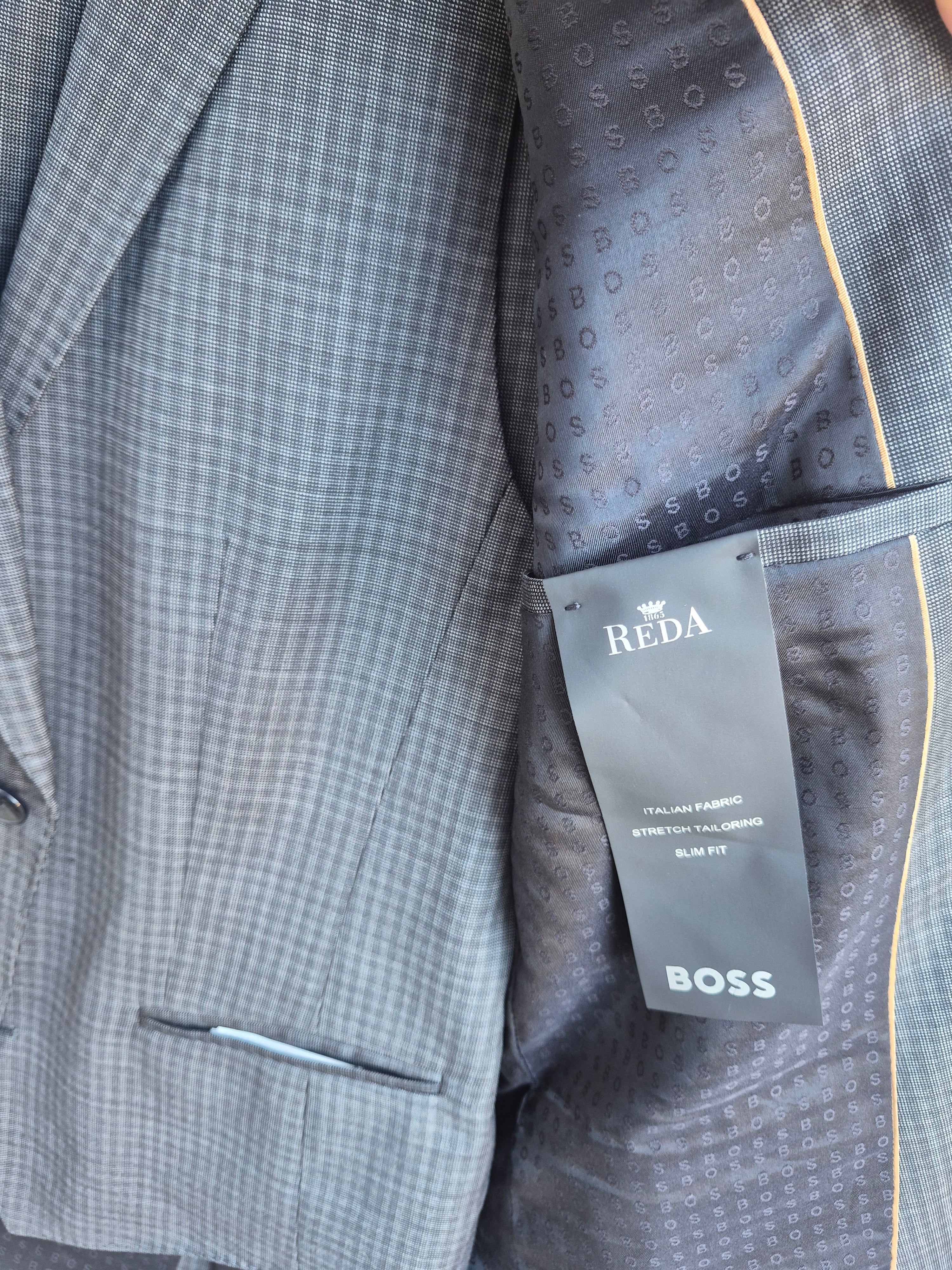BOSS HUGO BOSS H-HUGE 3 PIECE SUIT GREY CHECK SLIM FIT 36R / 30R PANT BRAND NEW WITH TAGS REDA WOOL RRP £599