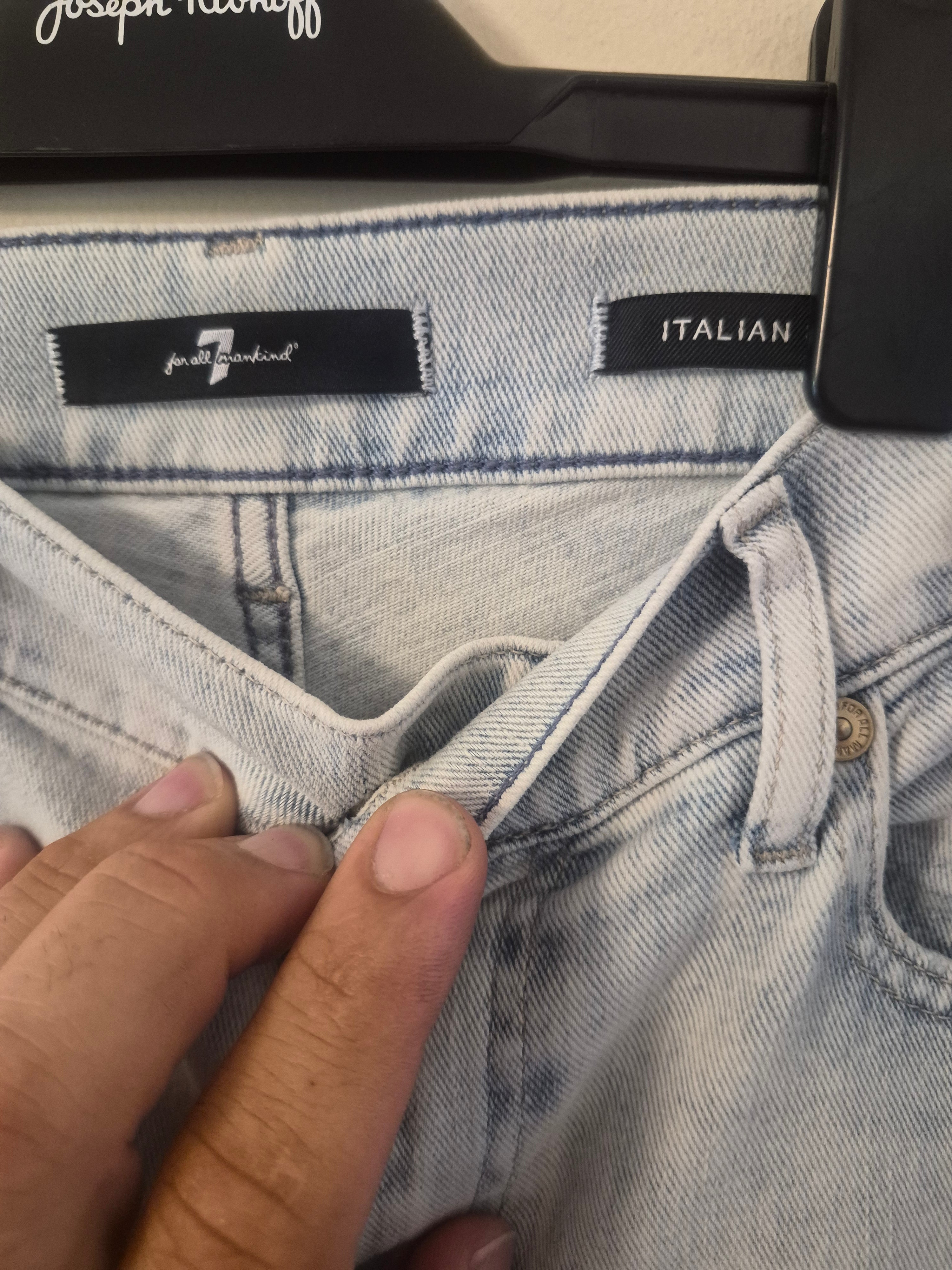 7 FOR ALL MANKIND ITALIAN WOMEN'S LIGHT WASH DISTRESSED JEANS UK 10 W29 RRP £240