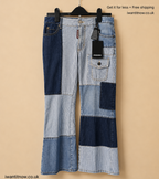 DSQUARED2 PATCHWORK BELL BOTTOM JEANS WOMEN'S IT 36 UK 4 BLUE BNWT RRP £690