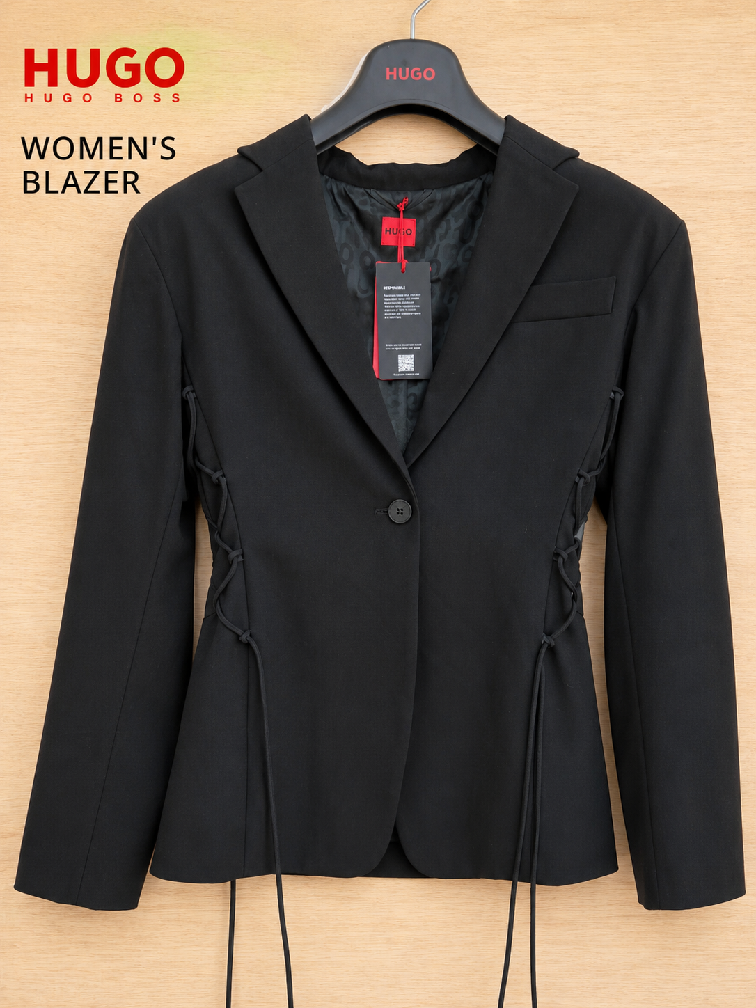 HUGO BOSS HUGO ALMERE WOMEN'S BLAZER BLACK UK 6 BRAND NEW WITH TAGS RRP £299