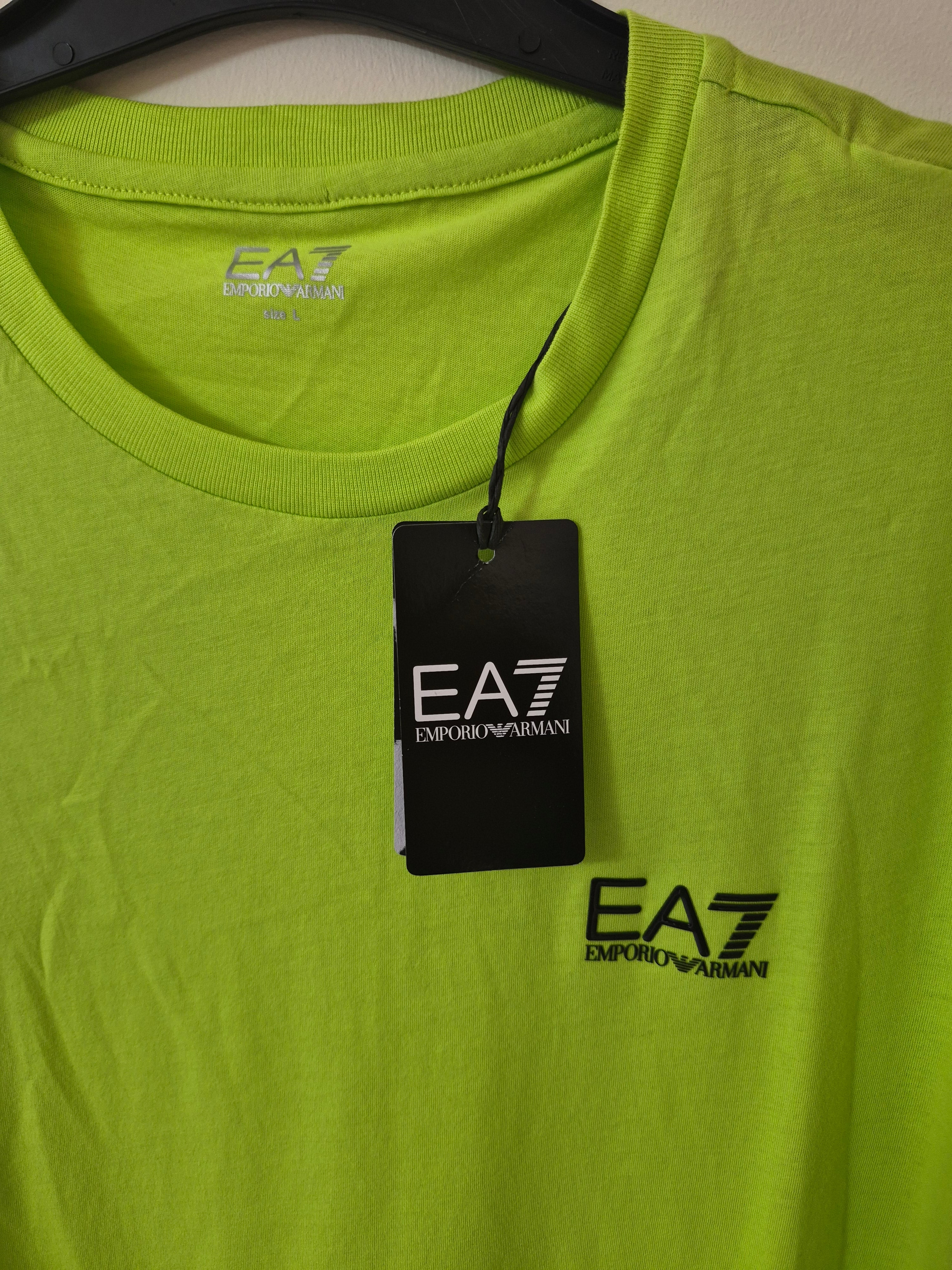 NEW EA7 EMPORIO ARMANI MEN’S LOGO T-SHIRT ACID LIME LARGE RRP£65