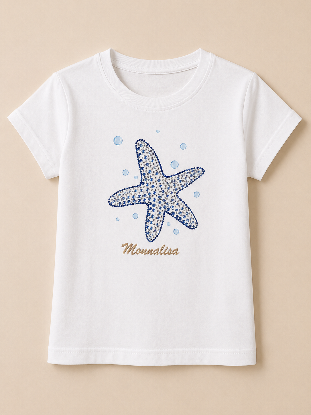 NEW MONNALISA GIRLS DIAMANTÉ STARFISH T-SHIRT WHITE AGE 6 RRP£62
