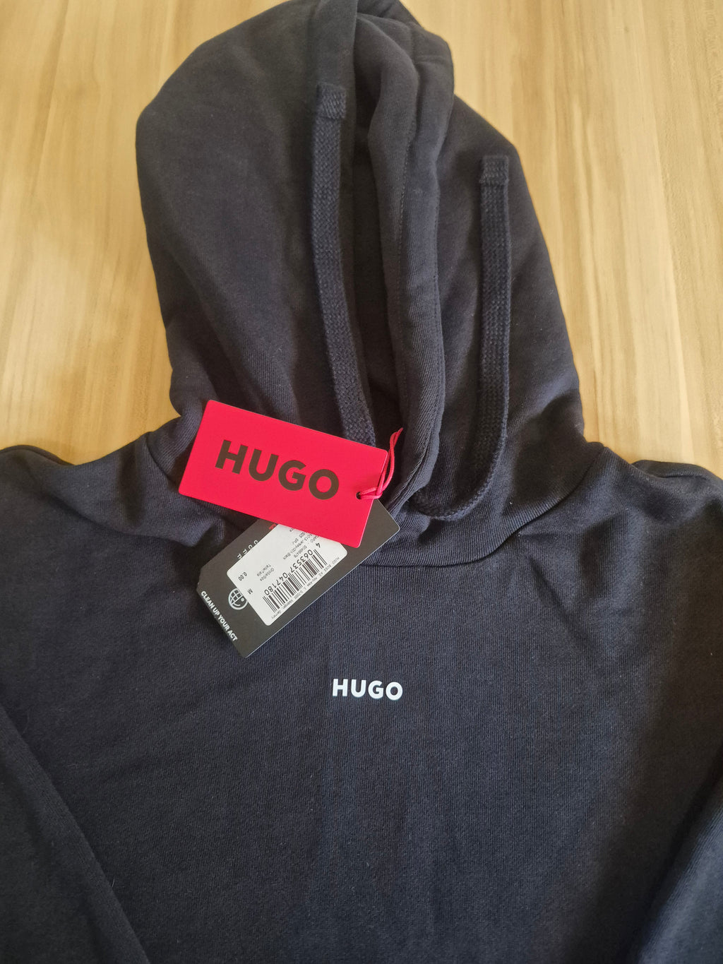 HUGO MEN'S BLACK LOGO HOODIE SIZE M BRAND NEW WITH TAGS AUTHENTIC RRP £119
