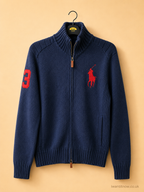 POLO RALPH LAUREN NAVY FULL ZIP WOOL SWEATER JACKET NEW NO TAGS MEDIUM 100% LAMBSWOOL RRP £299