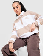 UNLIKE HUMANS UNISEX COLOURBLOCK COLLARED SWEATSHIRT BEIGE WHITE MEDIUM RRP £65 NO TAGS