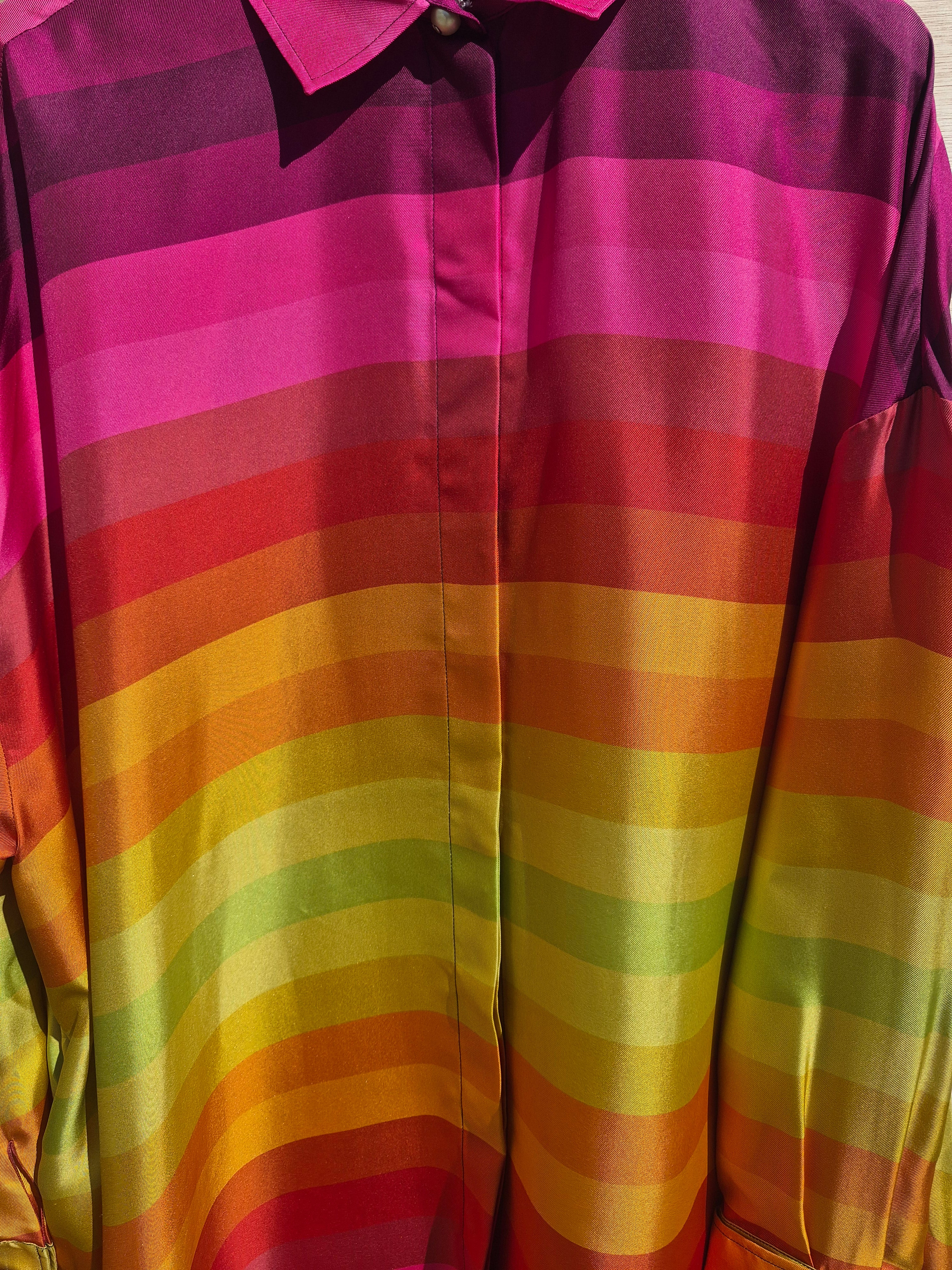 CHRISTIAN DIOR WOMEN'S RAINBOW STRIPED SILK SHIRT DRESS UK 12 (FR 40) NEW WITH TAGS RRP £3,200