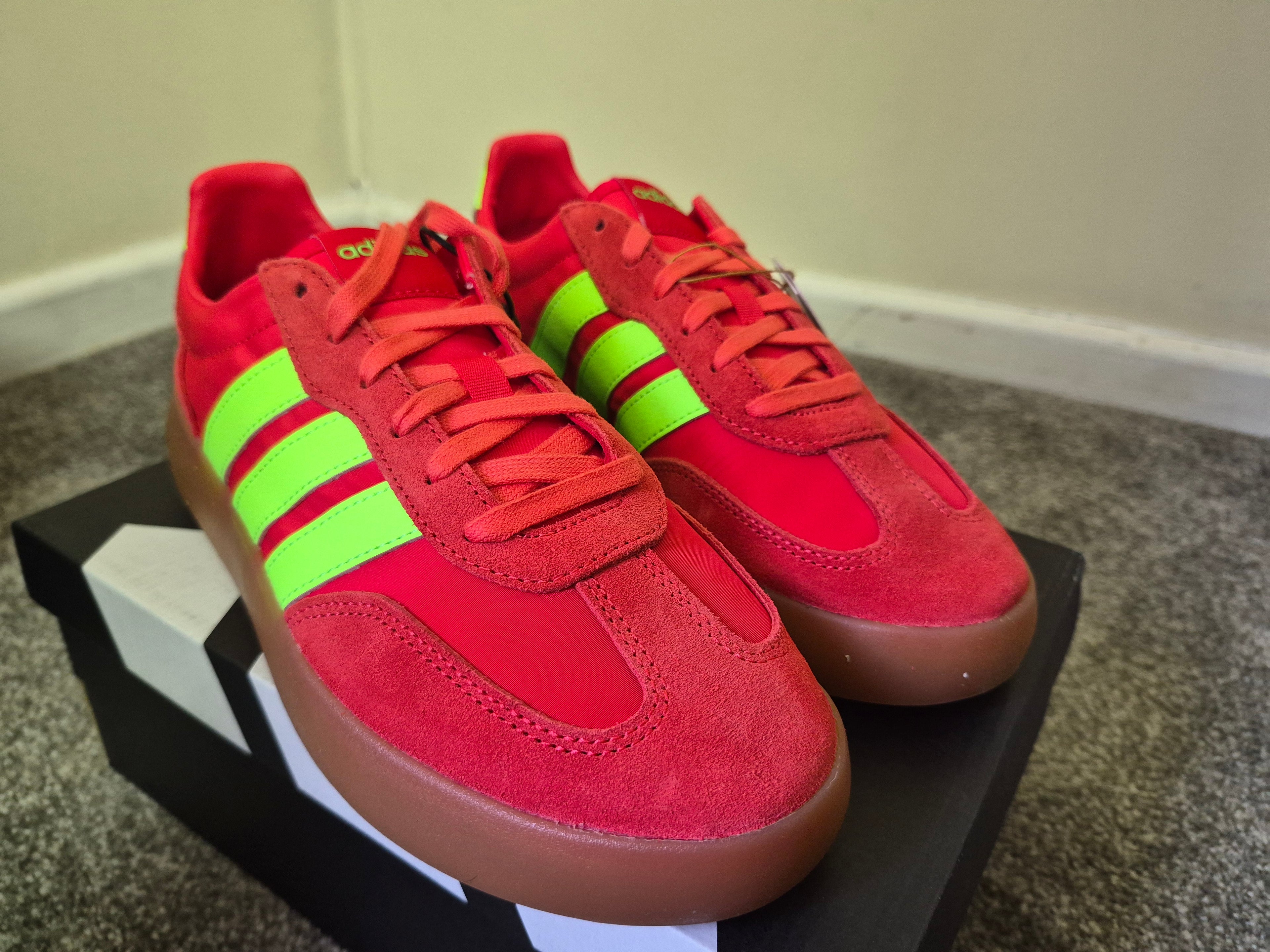 ADIDAS BARREDA DECODE TRAINERS RED/GREEN GUM – UK 5 – BRAND NEW WITH TAGS & BOX
