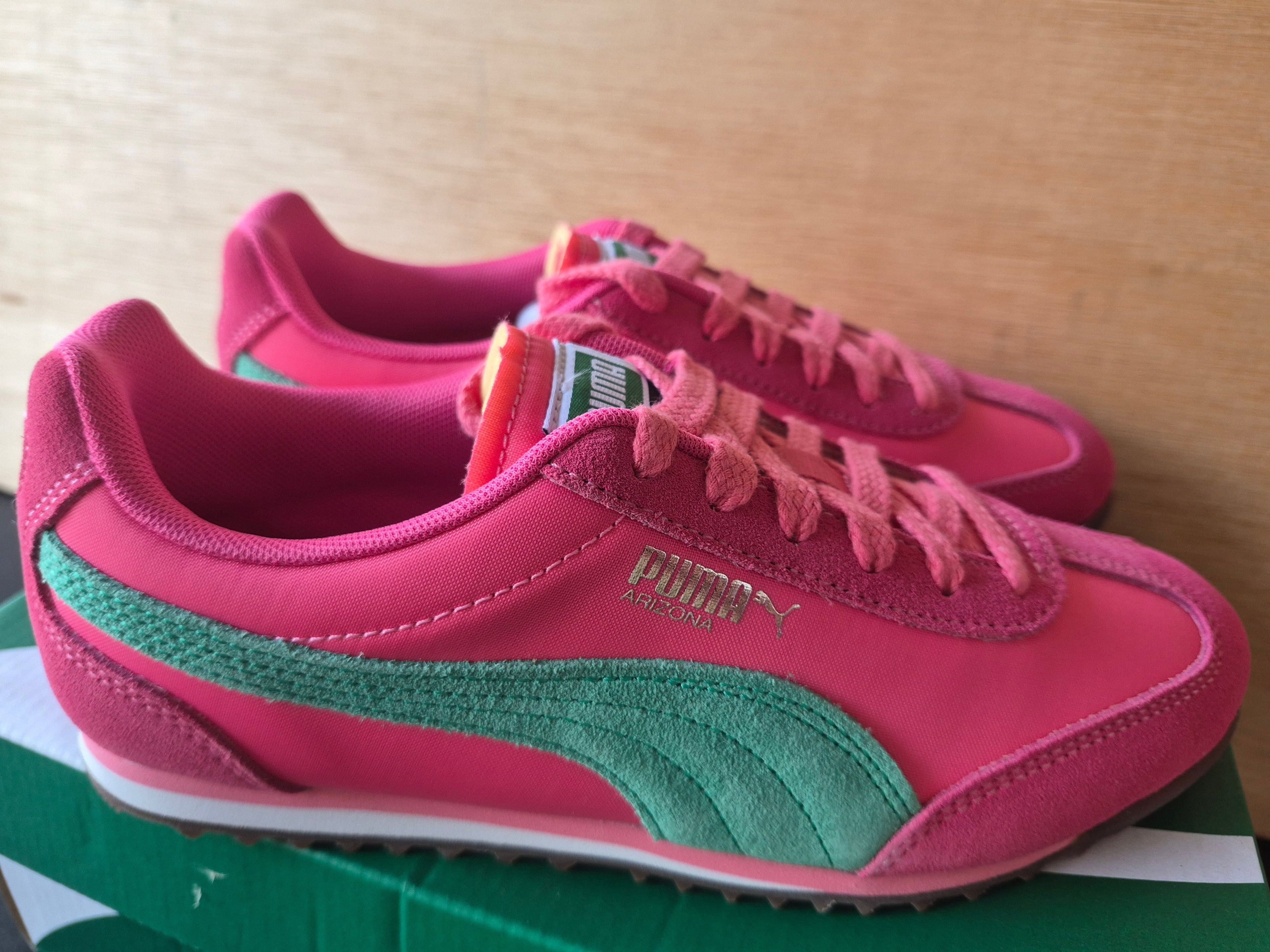 PUMA ARIZONA NYLON TRAINERS PINK GREEN WOMEN'S UK 4 BRAND NEW WITH BOX RRP £75