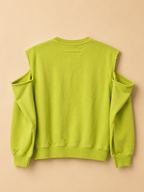 MAISON MARGIELA MM6 KIDS NEON LIME COLD SHOULDER SWEATSHIRT AGE 6 100% COTTON RRP £195