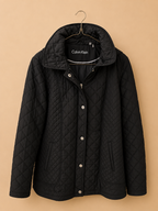 CALVIN KLEIN WOMEN'S BLACK QUILTED HOODED JACKET SIZE XL LIGHTWEIGHT COAT VERY GOOD CONDITION