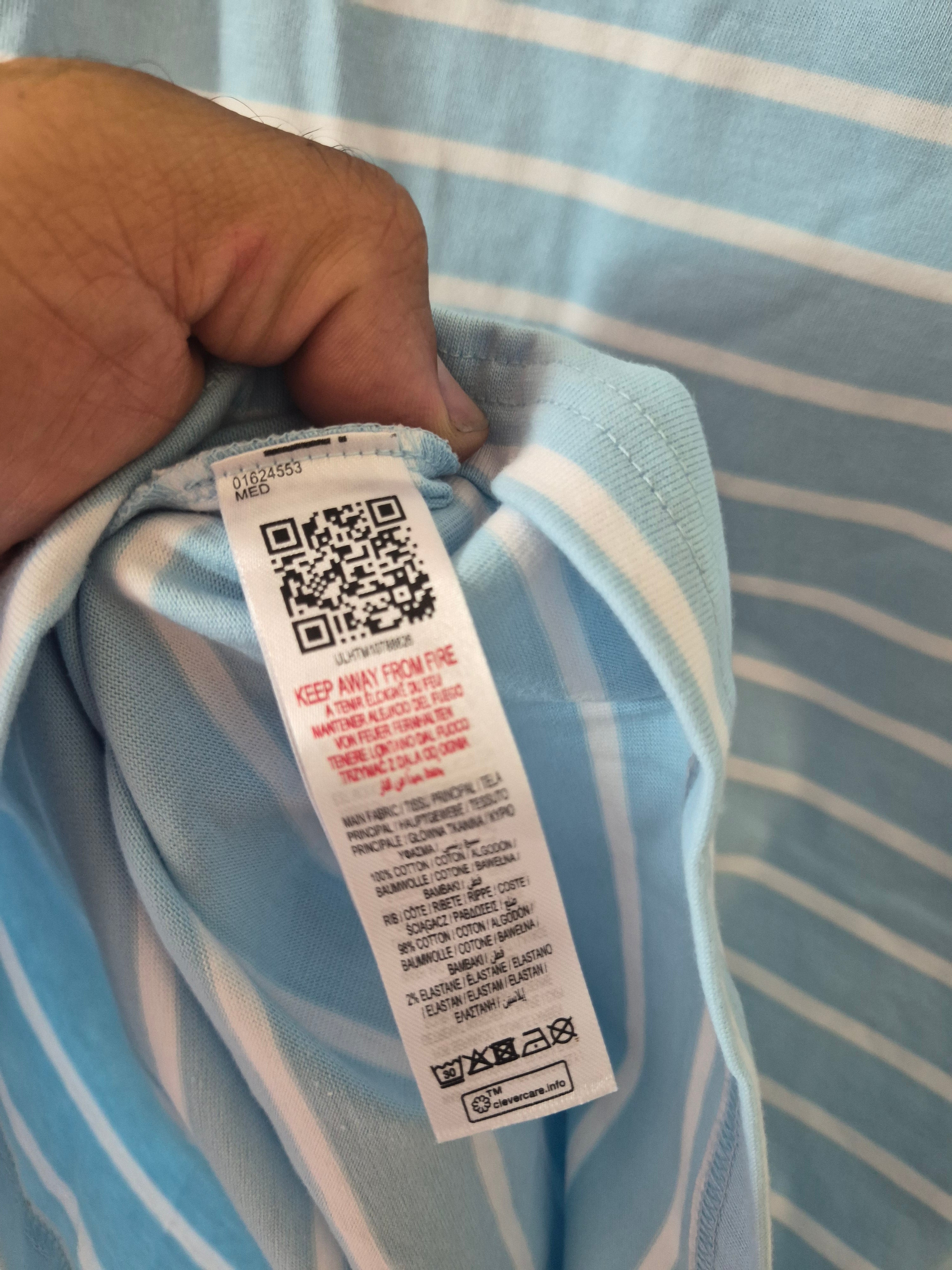 NEW NO TAGS UNLIKE HUMANS WELLS STRIPE POCKET T-SHIRT BLUE MEDIUM RRP£35