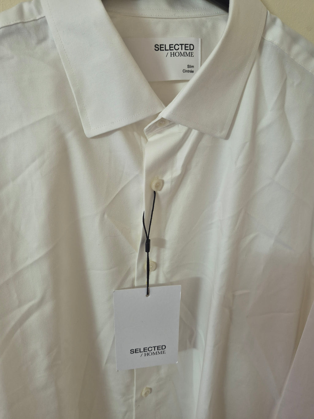 NEW SELECTED HOMME MEN’S SLIM ETHAN FORMAL SHIRT 17.5 NECK SIZE XL WHITE