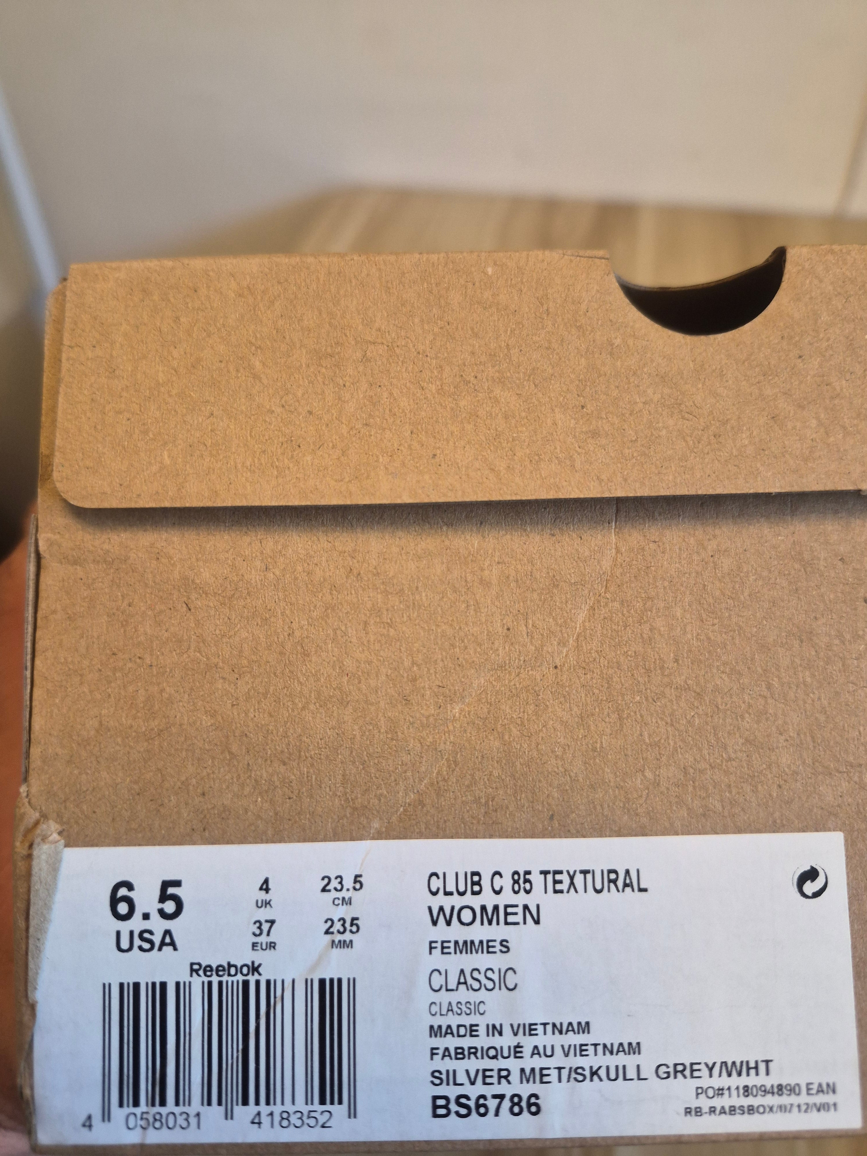 REEBOK CLUB C 85 TEXTURAL WOMEN'S TRAINERS UK 4 EU 37 SILVER METALLIC BNIB RRP £90