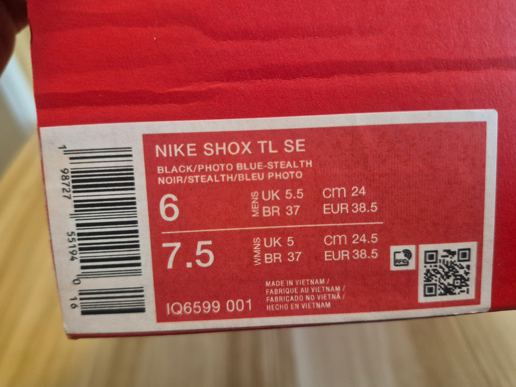 NIKE SHOX TL SE BLACK PHOTO BLUE STEALTH WOMEN'S UK 5 NEW HALF BOX RRP £184.99