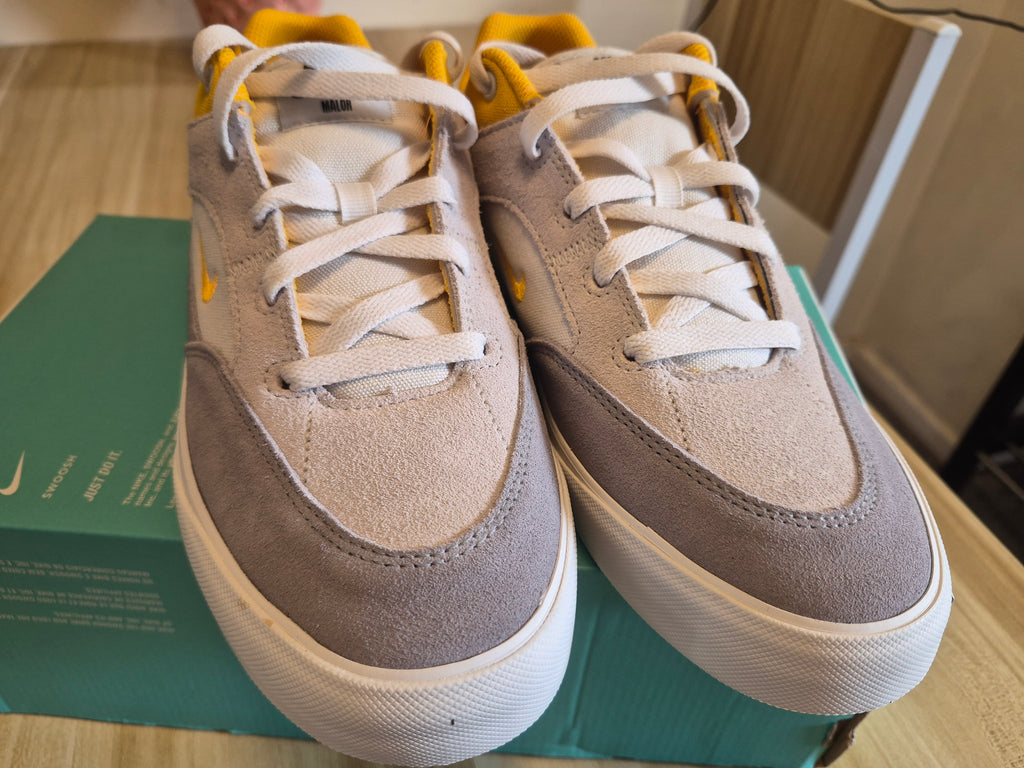 NIKE SB MALOR GREY YELLOW SUEDE SKATE SHOES UK 6 TRAINERS NEW HALF BOX RRP £69.99