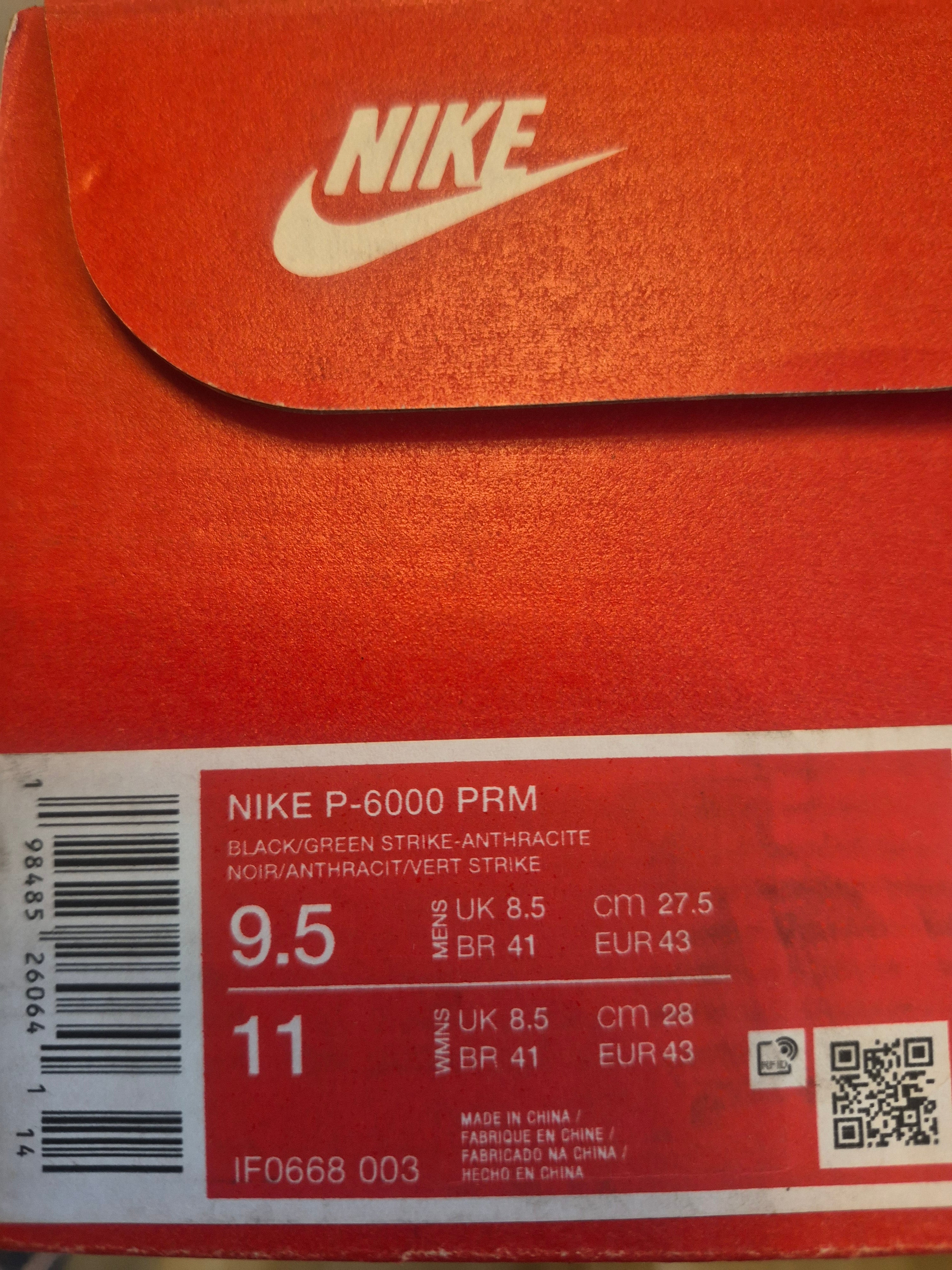 NIKE P-6000 PRM BLACK GREEN STRIKE ANTHRACITE UK 8.5 MEN'S TRAINERS NEW FULL BOX RRP £109.99