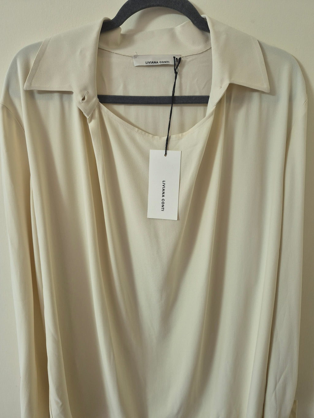 LIVIANA CONTI WOMENS CREAM LAYERED BLOUSE TOP IT 48 UK 16 BRAND NEW RRP £250