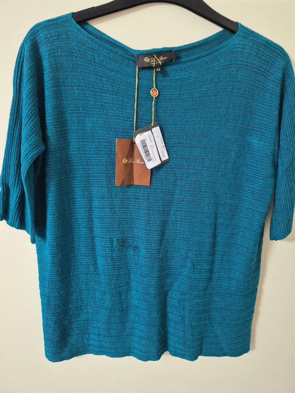 LORO PIANA BARCHETTA WAIKIKI KNIT TOP XS UK 6 TEAL BNWT RRP £995 MADE IN ITALY