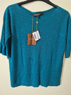 LORO PIANA BARCHETTA WAIKIKI KNIT TOP XS UK 6 TEAL BNWT RRP £995 MADE IN ITALY