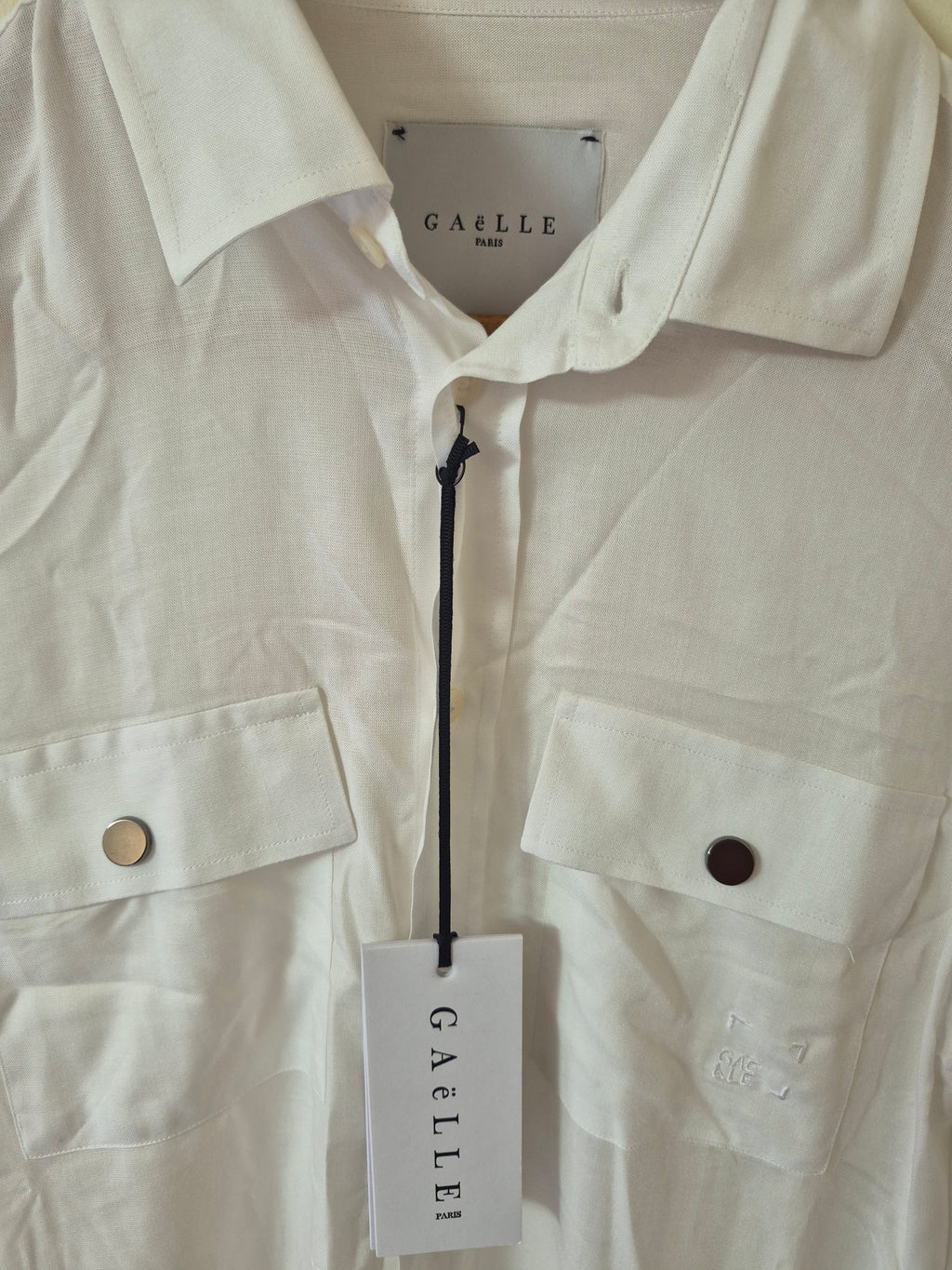 NEW GAËLLE PARIS WOMEN’S UK12 SAFARI SHIRT WHITE MEDIUM RRP£130