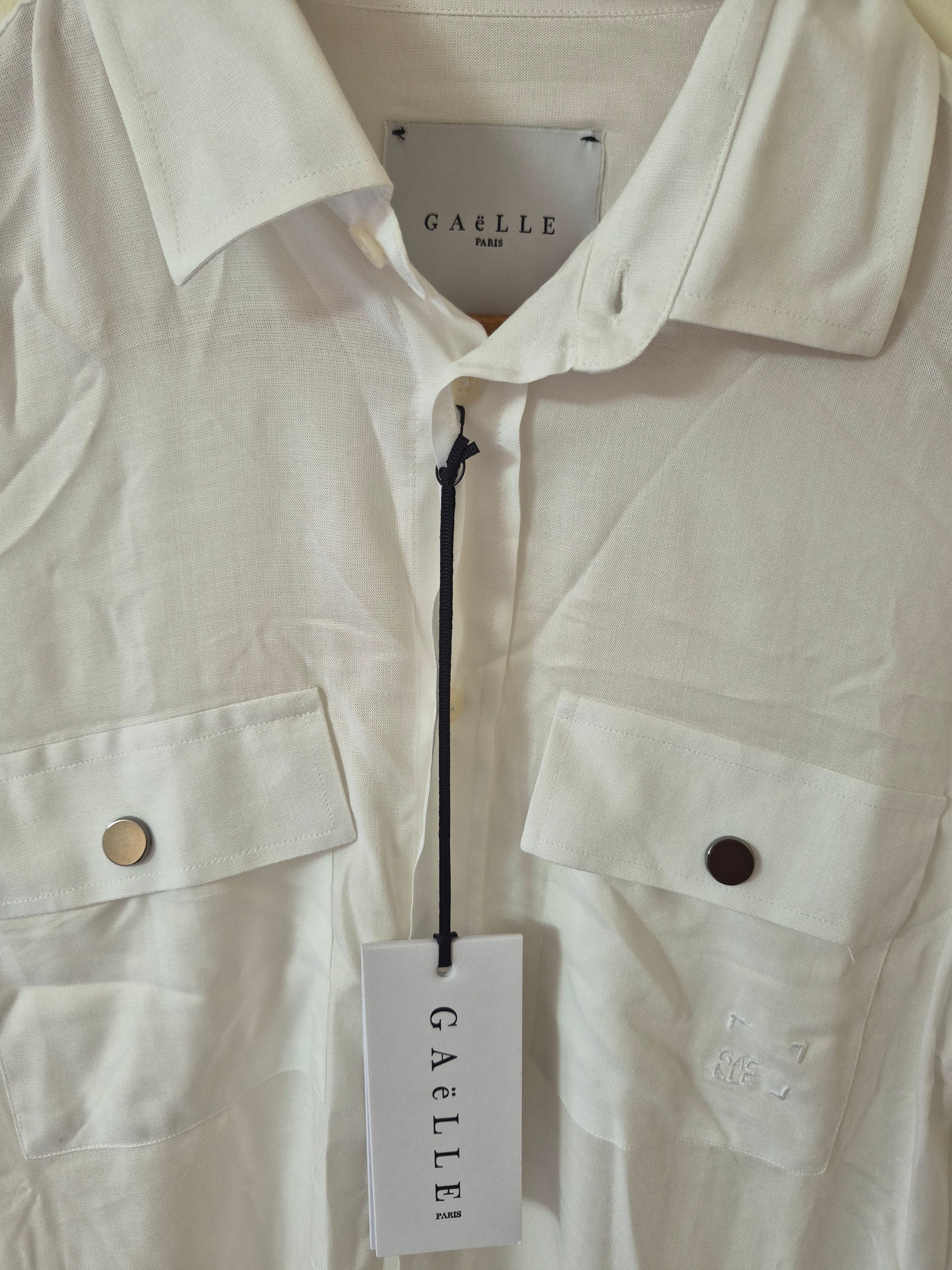 NEW GAËLLE PARIS WOMEN’S UK12 SAFARI SHIRT WHITE MEDIUM RRP£130
