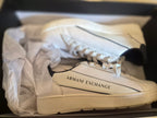 ARMANI EXCHANGE MEN'S OFF WHITE & GREEN LEATHER TRAINERS UK 6 EX-STORE DISPLAY RRP £140