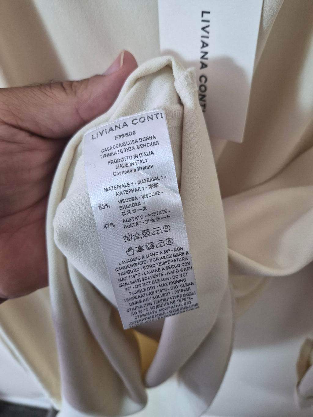 LIVIANA CONTI WOMENS CREAM LAYERED BLOUSE TOP IT 48 UK 16 BRAND NEW RRP £250