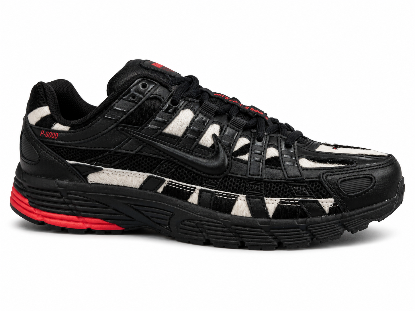 NIKE P-6000 PONY HAIR ZEBRA BLACK RED MEN'S UK 7 NEW BOXED RRP £124.99