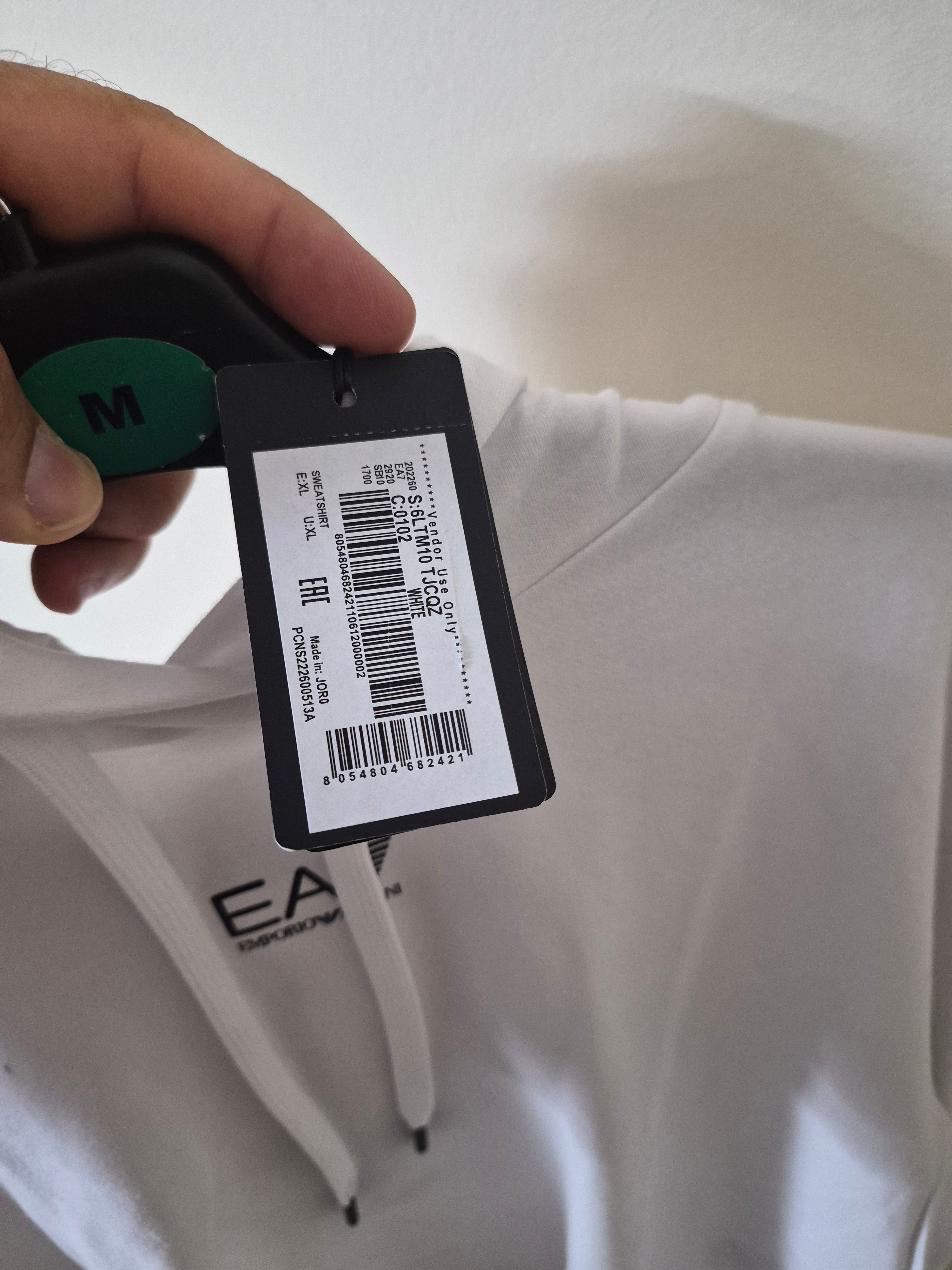 EA7 EMPORIO ARMANI WOMEN'S CROPPED HOODIE WHITE UK SIZE XL BRAND NEW WITH TAGS RRP £110