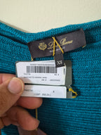LORO PIANA BARCHETTA WAIKIKI KNIT TOP XS UK 6 TEAL BNWT RRP £995 MADE IN ITALY