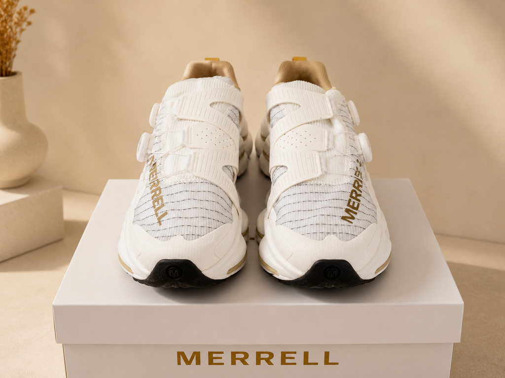 MERRELL BOA CHUNKY TRAINERS WHITE/GOLD UK 8.5 MEN'S BRAND NEW NO BOX RRP £220