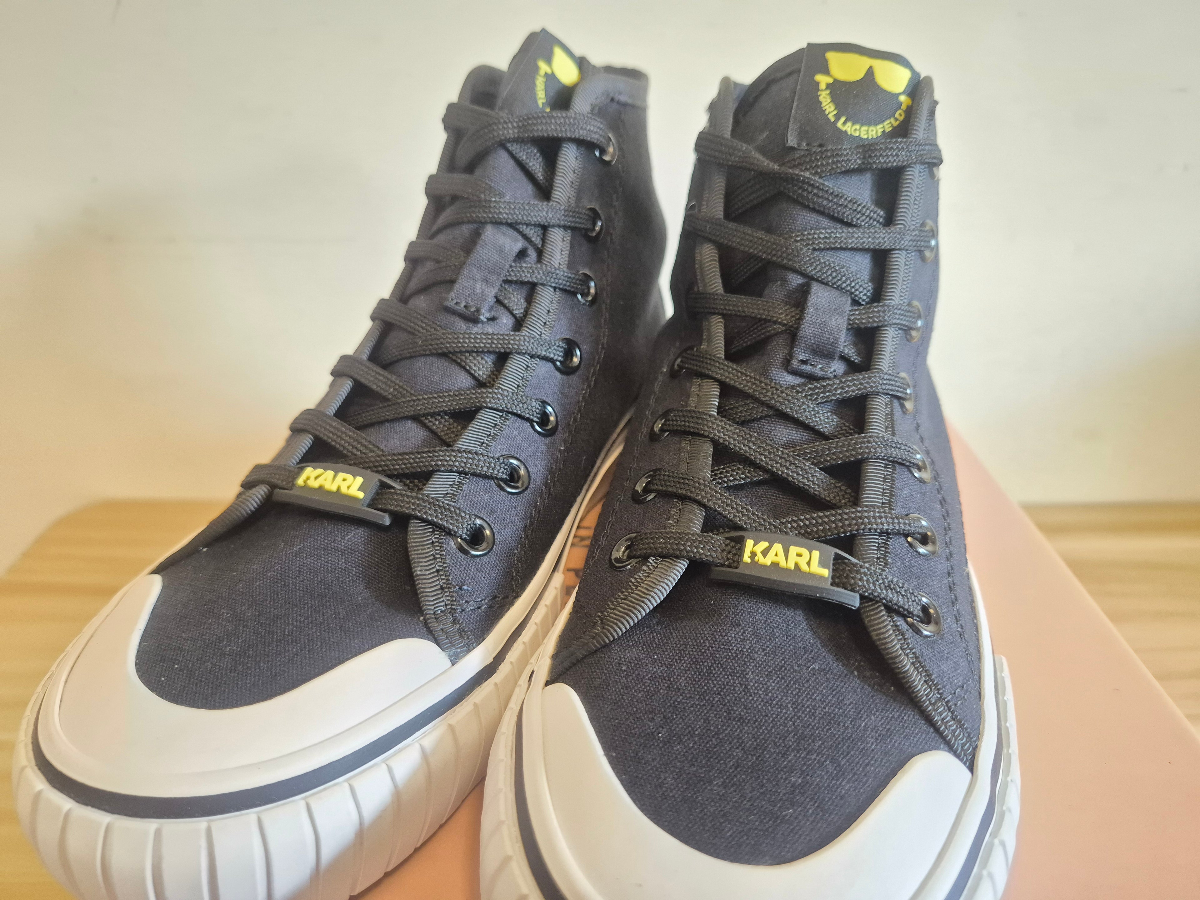 KARL LAGERFELD BLACK HIGH TOP CANVAS TRAINERS UK 6 WOMEN'S NEW NO BOX RRP £169
