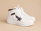 TWINSET MILANO WOMEN'S WHITE HIGH TOP TRAINERS UK 4 NEW BOXED RRP £190