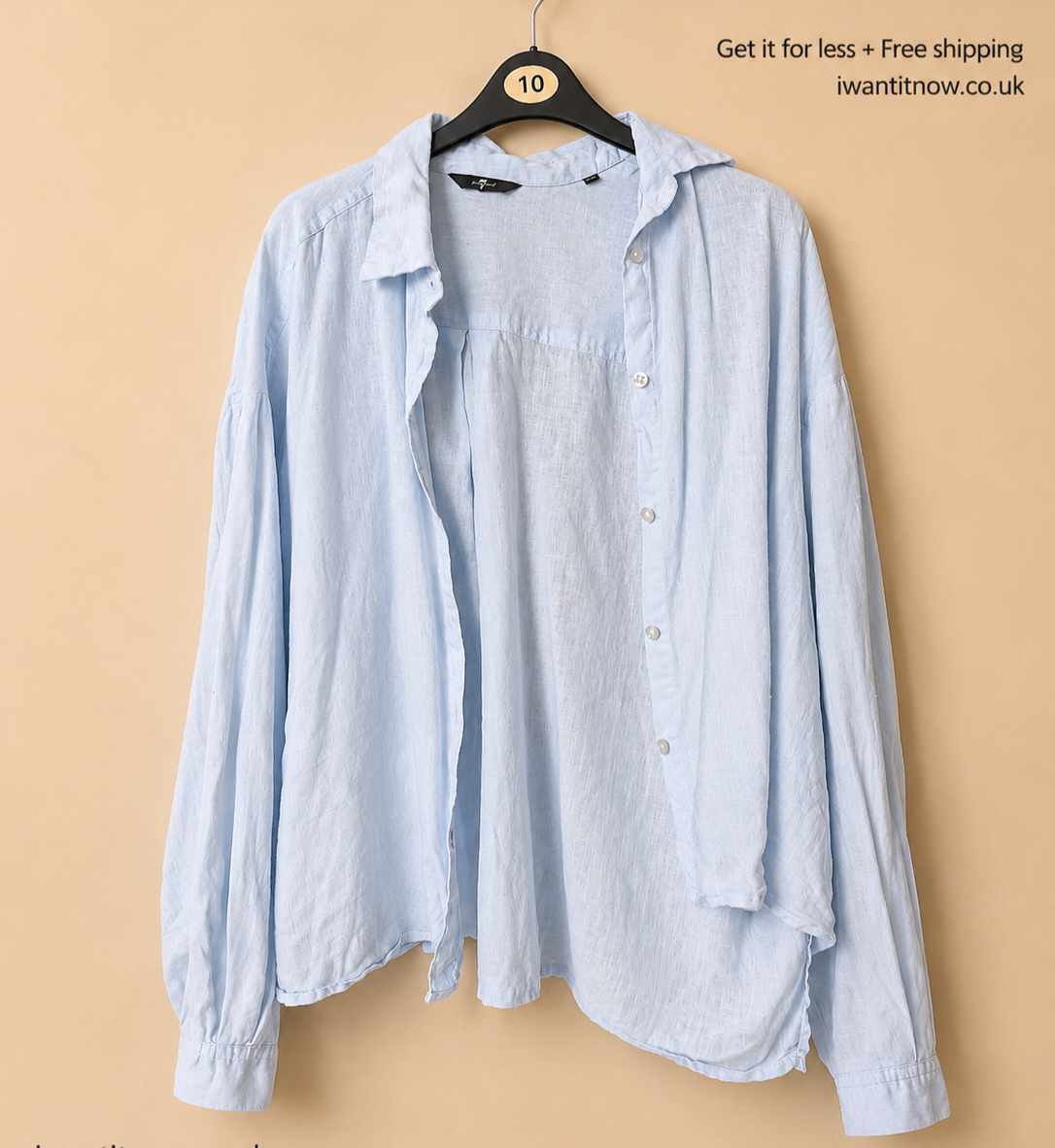 7 FOR ALL MANKIND WOMEN'S CROPPED LINEN SHIRT SKY BLUE SIZE M AUTHENTIC RRP £180