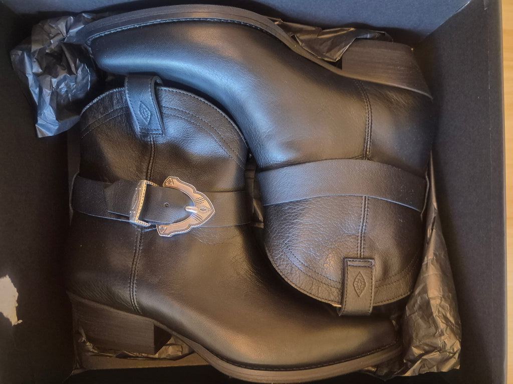 BA&SH COOPER BLACK LEATHER ANKLE BOOTS UK 4 EU 37 WOMEN'S NEW WITH BOX RRP £295