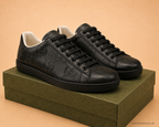 GUCCI ACE EMBOSSED GG TRAINERS BLACK UK 12.5 / EU 47 BRAND NEW WITH BOX RRP £780