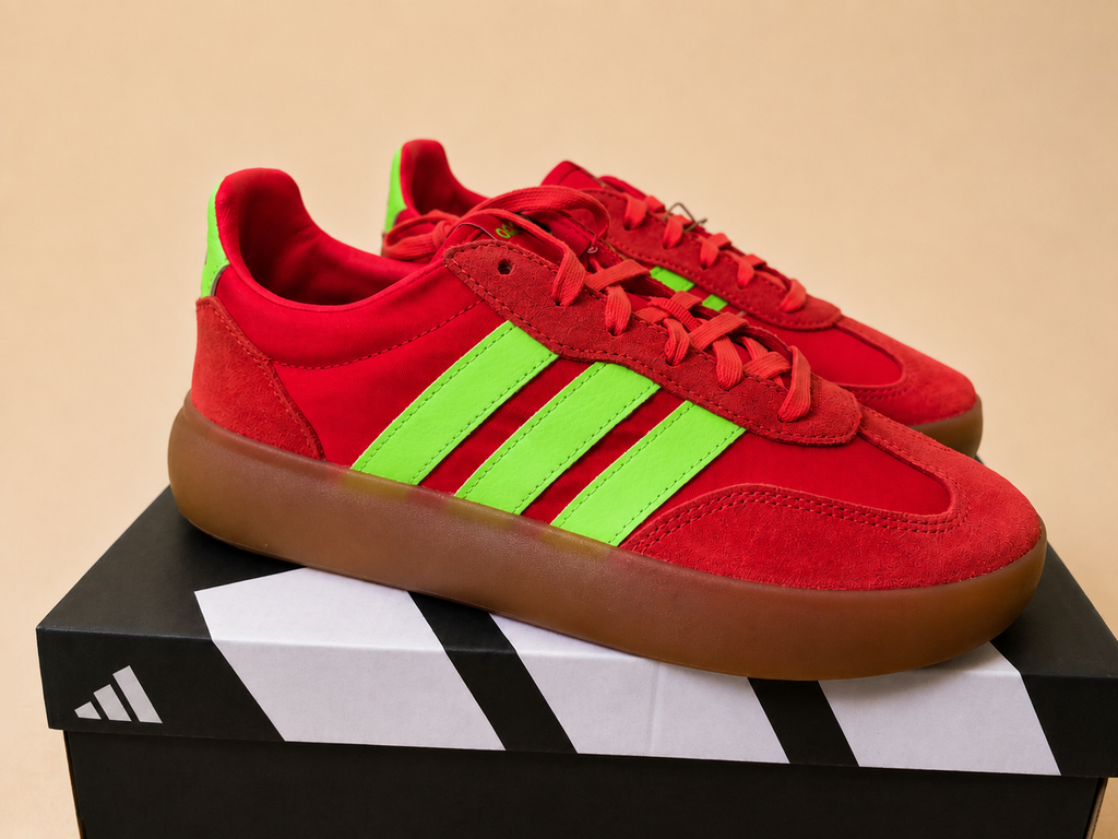 ADIDAS BARREDA DECODE TRAINERS RED/GREEN GUM – UK 5 – BRAND NEW WITH TAGS & BOX
