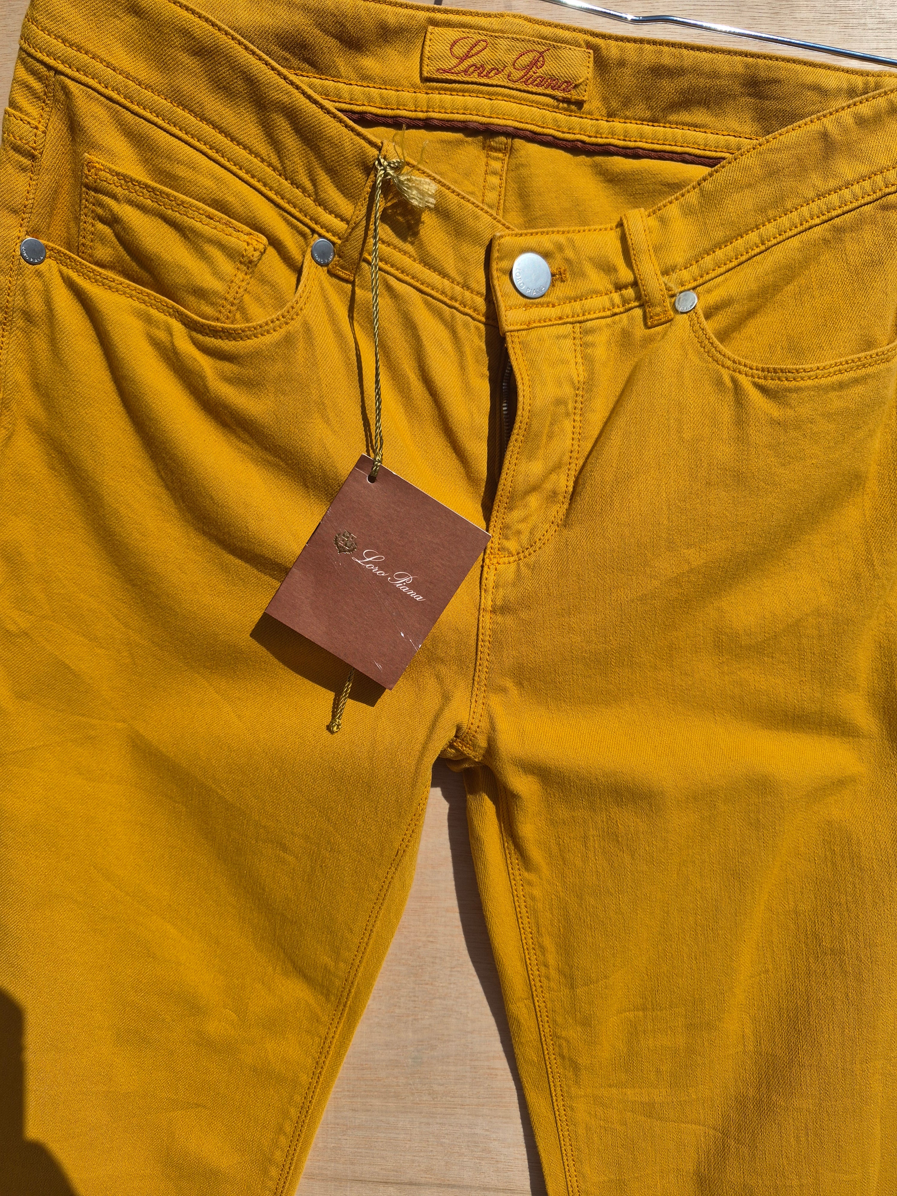 LORO PIANA WOMEN'S STRETCH COTTON SLIM FIT JEANS MUSTARD YELLOW UK 10 (IT 42) NEW WITH TAGS RRP £650