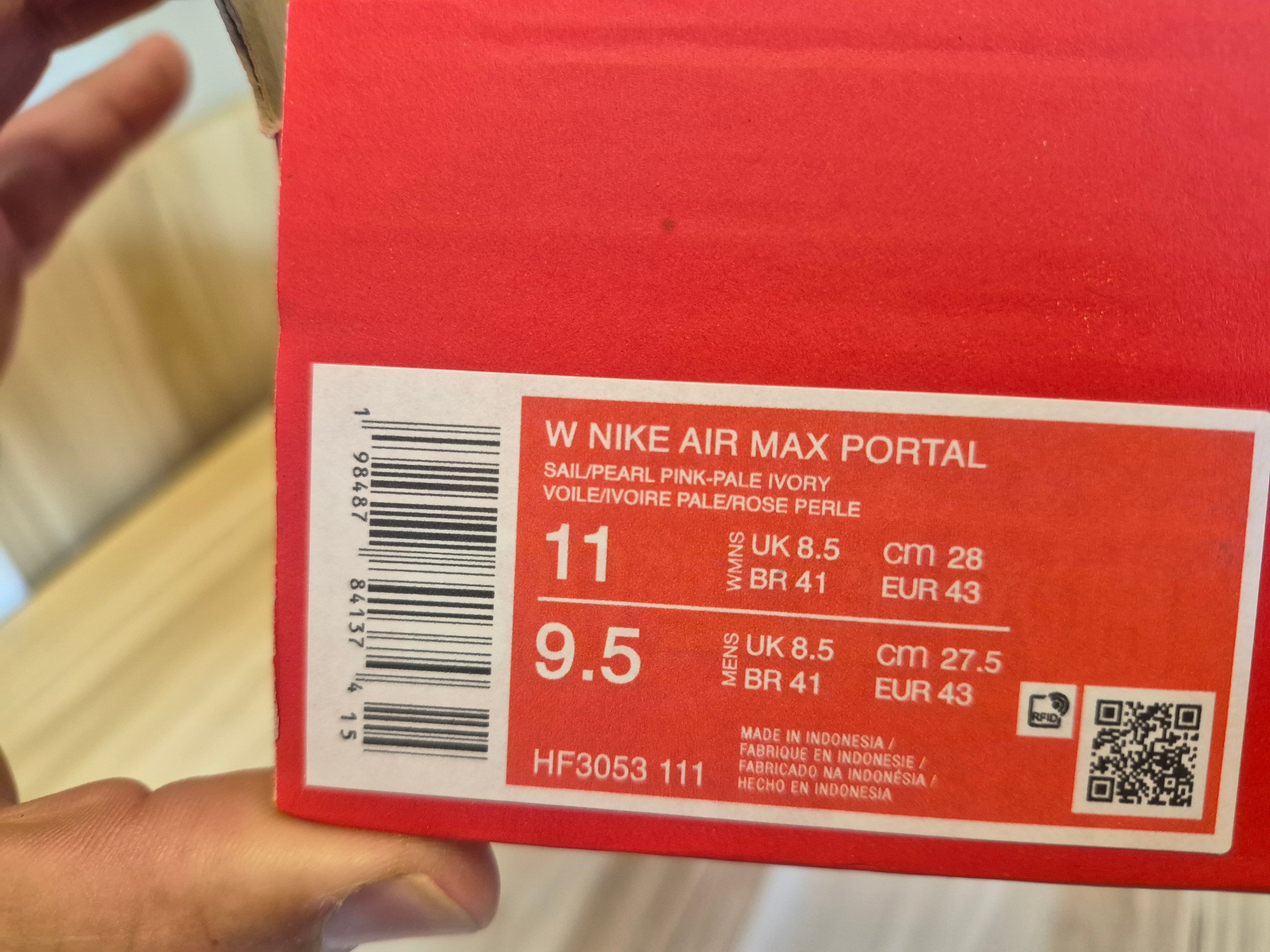 NIKE AIR MAX PORTAL SAIL PEARL PINK PALE IVORY TRAINERS UK 8.5 MEN'S / UK 8.5 WOMEN'S NEW HALF BOX RRP £99.99