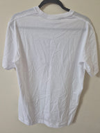 JUST CAVALLI WOMANS WHITE FOULARD GRAPHIC LOGO T SHIRT SIZE S BRAND NEW RRP £180