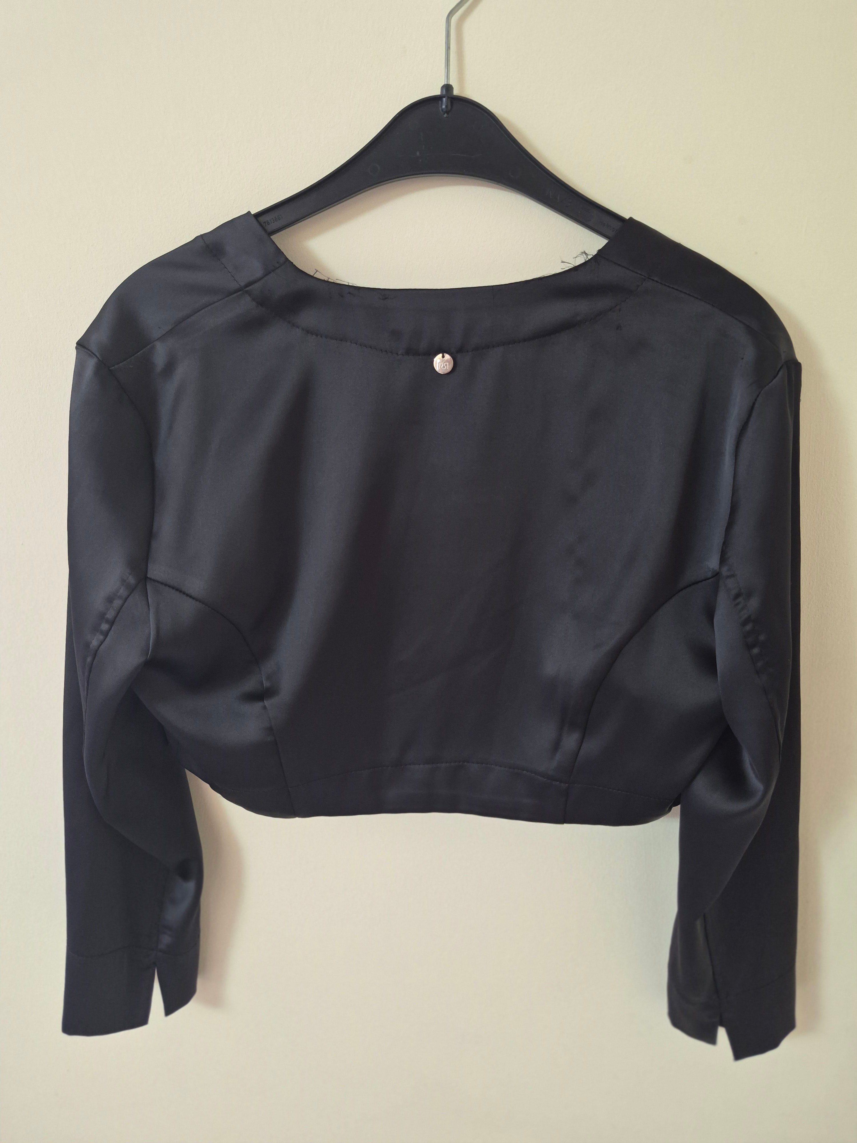 NEW RINASCIMENTO WOMEN’S SATIN CROPPED BOLERO JACKET BLACK XL RRP£70