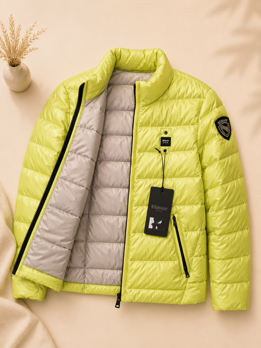 BLAUER U.S.A. NEON LIME LIGHTWEIGHT PUFFER JACKET SIZE SMALL NEW WITH TAGS RRP £339