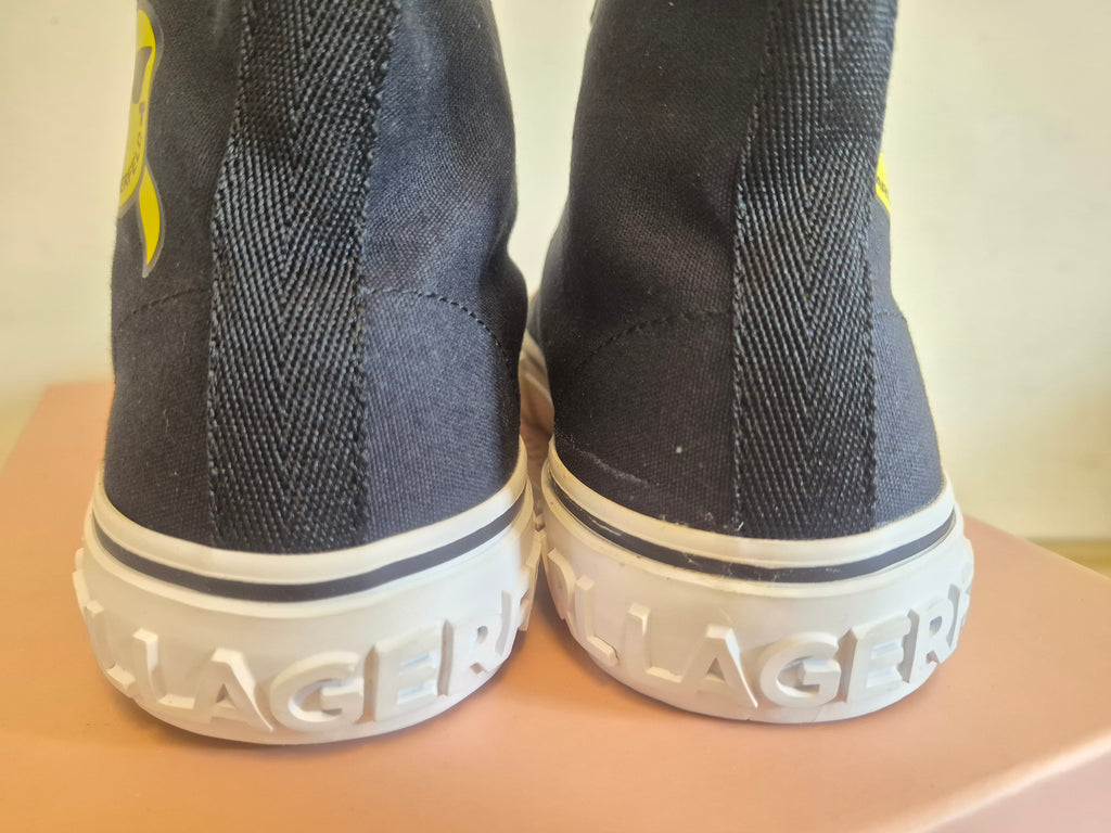 KARL LAGERFELD BLACK HIGH TOP CANVAS TRAINERS UK 6 WOMEN'S NEW NO BOX RRP £169