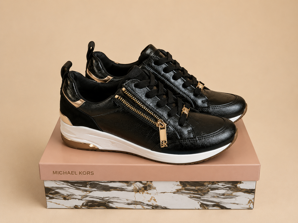MODA IN PELLE BLACK ZIP DETAIL TRAINERS UK 6 WOMEN'S USED ONCE WITH FULL BOX RRP £99