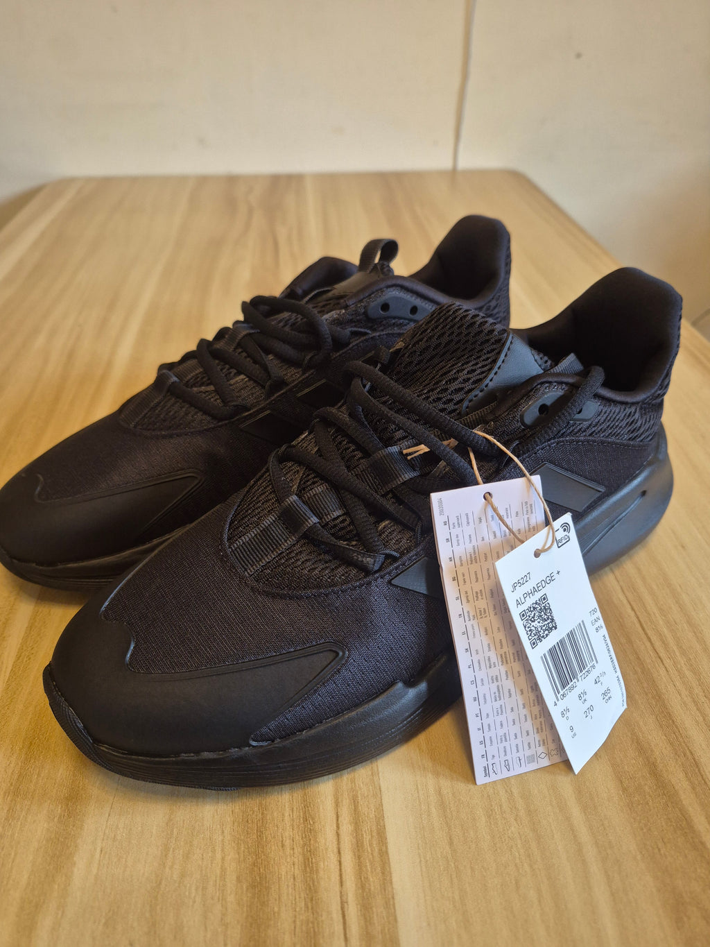 ADIDAS ALPHAEDGE+ RUNNING TRAINERS BLACK MEN'S UK 8.5 EU 42 2/3 BRAND NEW NO BOX RRP £110